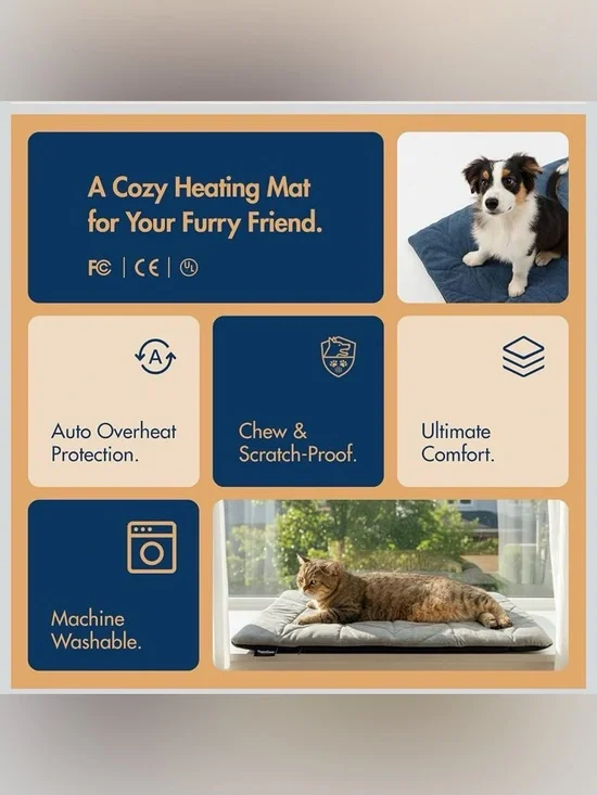 VagasCape Small Heated Pet Bed Mat for Small Pets - Gray - Picture 9 of 12